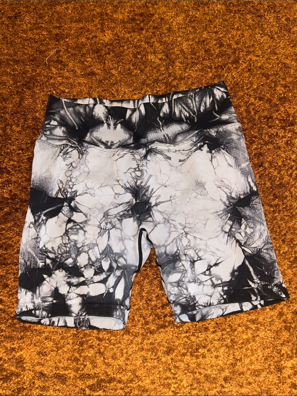 Black & White Tie-Dye Athletic Bike Shorts